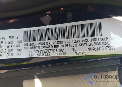 2015 Jeep Cherokee Latitude из США, поврежденный, VIN 1C4PJMCS9FW697173